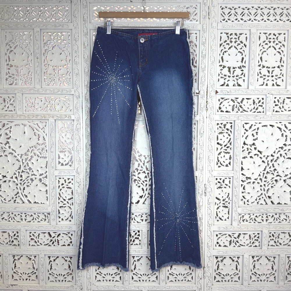 Y2K Zana Di Ultra Low‎ Rise Bedazzled Boot Cut Bling Fairy Juniors Sz 1
